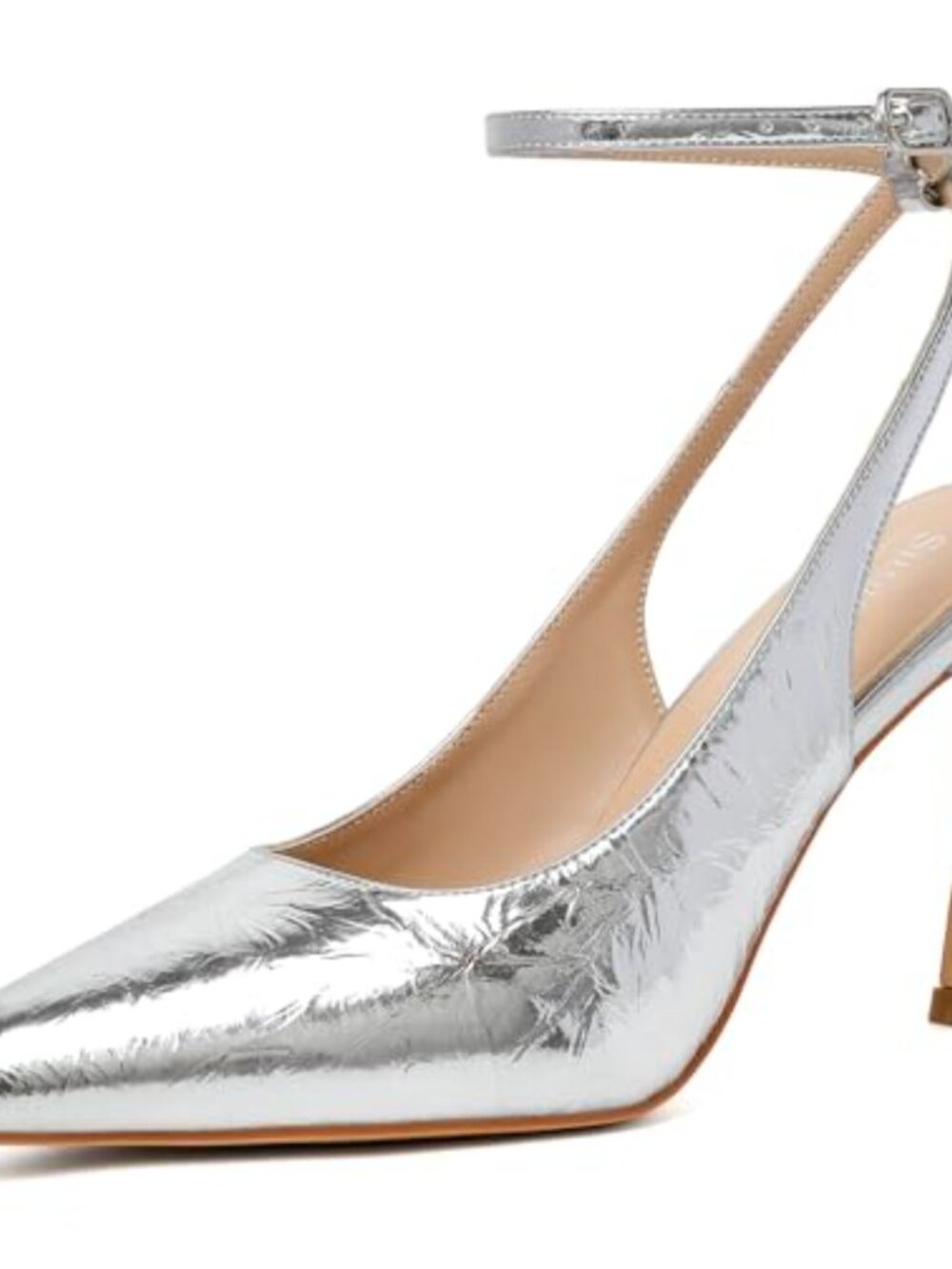 Susanny Womens Slingback Pointed Toe High Heels Ankle Strap Block Dressy Pumps